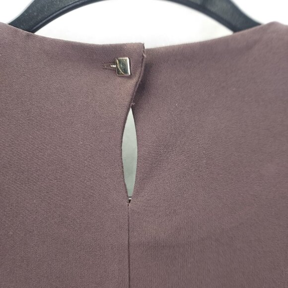 M.M. LaFleur Bourgeois Blouse Small Molasses Brown Asymmetrical Hem Keyhole Back - Picture 9 of 14